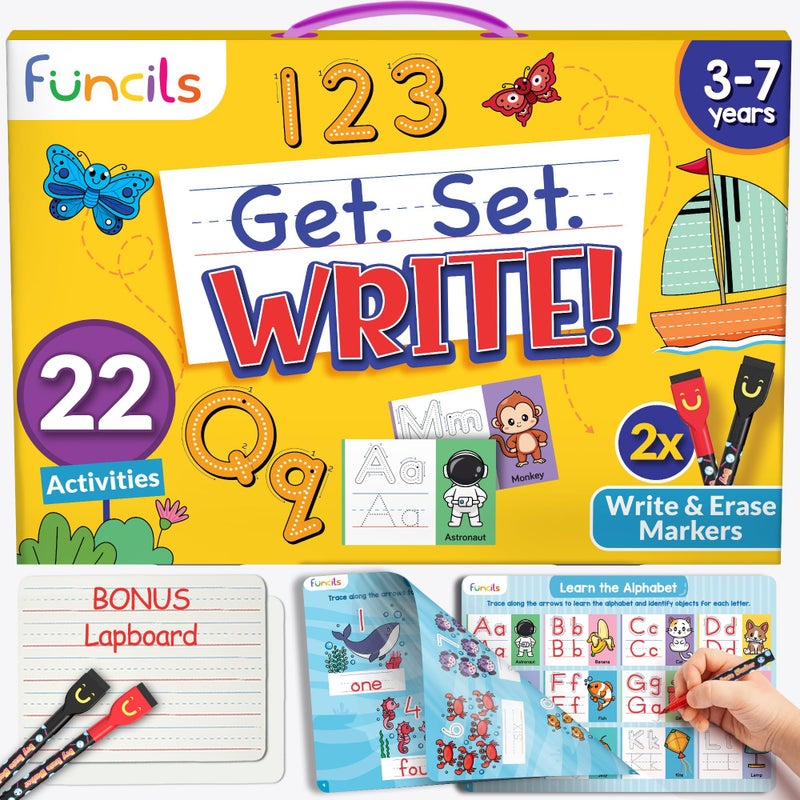 Funcils Learn to Write for Kids - Educational Toys & Games  Preschool & Kindergarten Learning Activities  Writing Practice Book  Birthday Gifts for Girls and Boys for Ages 3  4  5  6 Year Old - Image 1